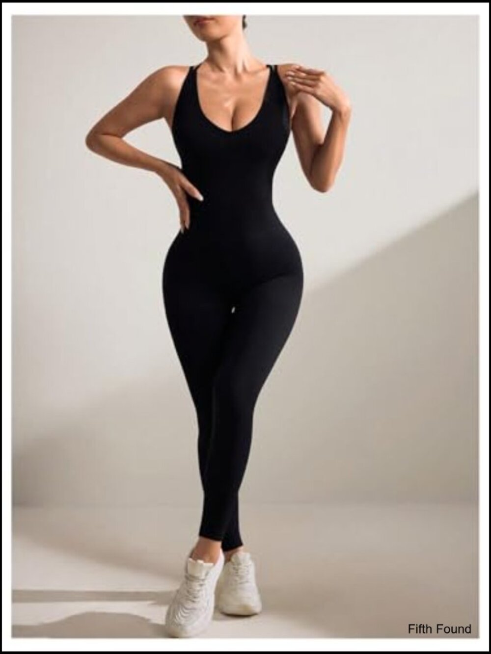 Sleeveless V-Neck Tummy Control Yoga Jumpsuit Romper - Picture 3 of 5